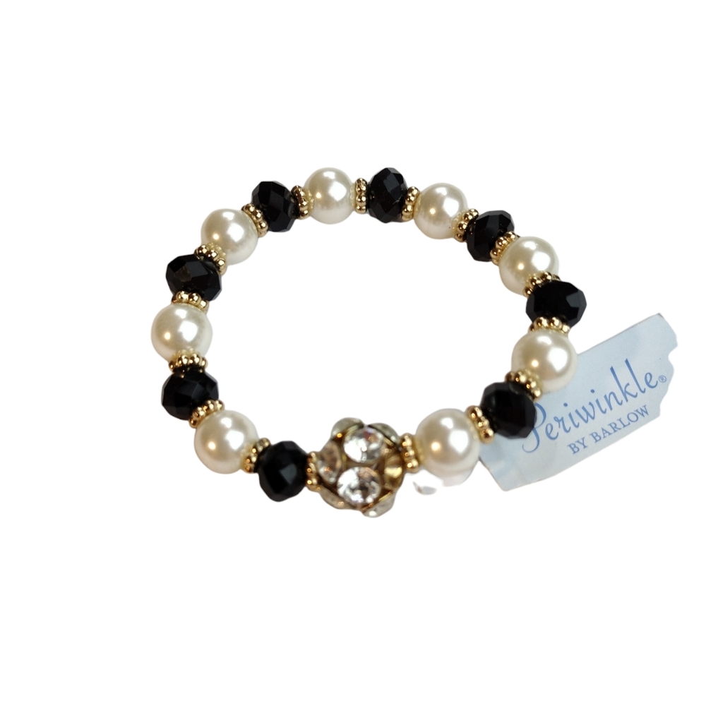 NEW Periwinkle Bracelet by Barlow Beaded White Black Gold Colores